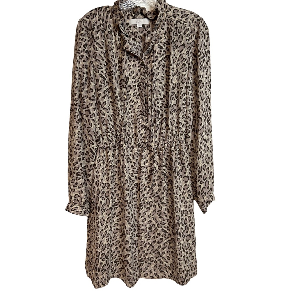 Loft Cheetah Print Dress (missing tie belt) Size 12
